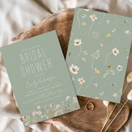 Sage Grönt Boho WildblommMöhippa Inbjudningar