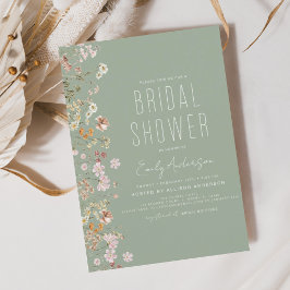 Sage Grönt Boho WildblomMöhippa Bloom Inbjudningar