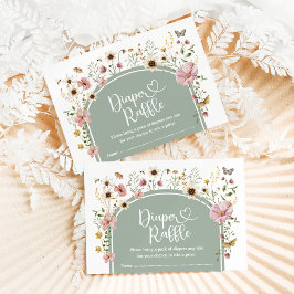 Sage Grönt Boho WildBlor Meadow Diaper Raffle Tilläggskort
