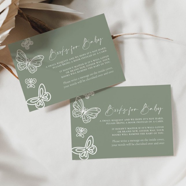 Sage Grönt Bokar för Baby Card Anteckningskort (Skapare uppladdad)