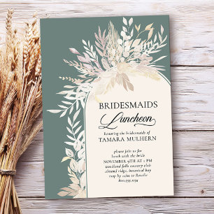 Sage Grönt Botanical Arch Bridesmaids Luncheon Inbjudningar