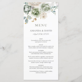 Sage Grönt Botanical Elegant bröllop Flat Menu Meny
