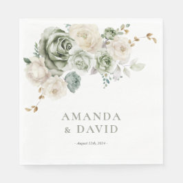 Sage Grönt Botanical Elegant bröllop Pappersservett