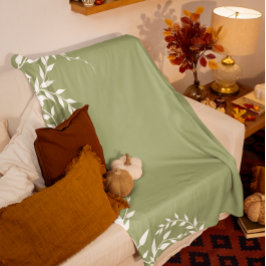 Sage Grönt Botanical Löv Fleecefilt