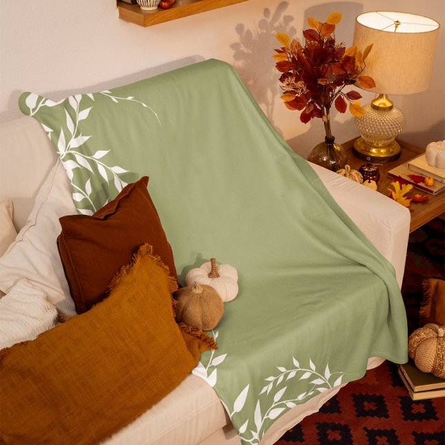 Sage Grönt Botanical Löv Fleecefilt (Skapare uppladdad)