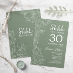Sage Grönt Botanique Surprise 30års födelsedag Inbjudningar<br><div class="desc">Sage Grönt Botanical Surprise 30års födelsedag bjudande. Minimalistisk modern femininin-design har botaniska accenter och typiska typsnitt. Enkel perfekt för inbjudan-kort i blommigt för en snyggt kvinnlig överraskning i firande.</div>