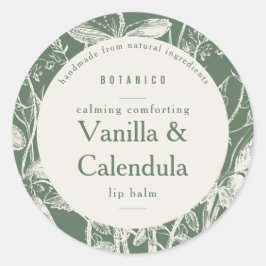 Sage Grönt Botanisk Blommigt Modern Small Product Runt Klistermärke