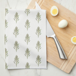 Sage Grönt botaniska växters vattenfärgskök Kökshandduk