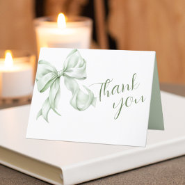 Sage Grönt Bow Baby Shower Tack Kort