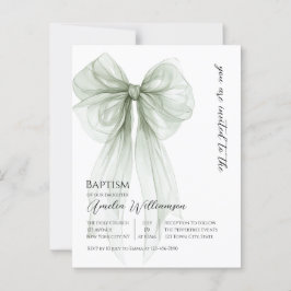 Sage Grönt Bow Baptism Vykort