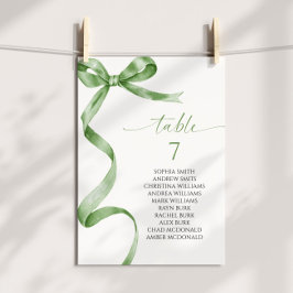 Sage Grönt Bow-Bordsnumrets sittdiagram Inbjudningar