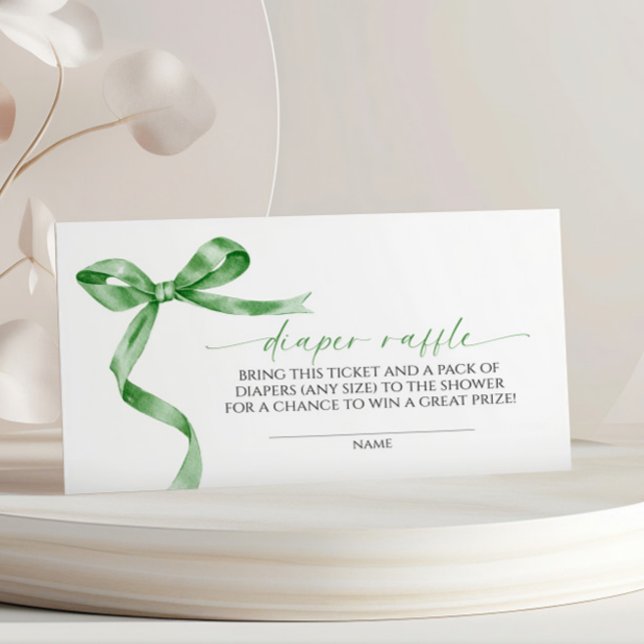 Sage Grönt Bow Diaper Raffle Tilläggskort (Skapare uppladdad)