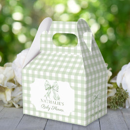 Sage Grönt Bow Gingham Baby Shower Presentaskar
