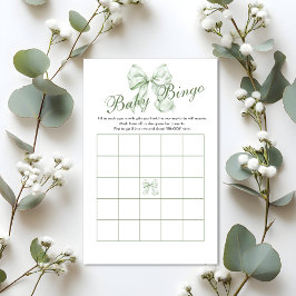 Sage Grönt Bow Girl Baby Shower Gift Bingo