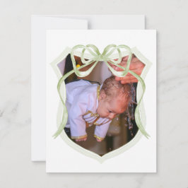 Sage Grönt Bow Vapensköld Baptism - tackkort Inbjudningar