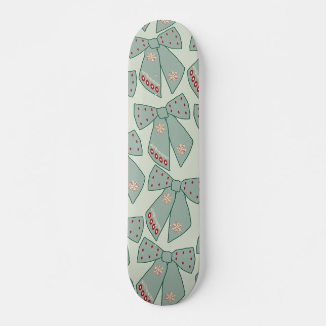 Sage Grönt Bows Mini Skateboard Bräda 18,5 Cm (Framsida)
