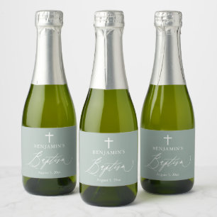 Sage Grönt Boy Baptism Mini Sparkling Vin Flaska