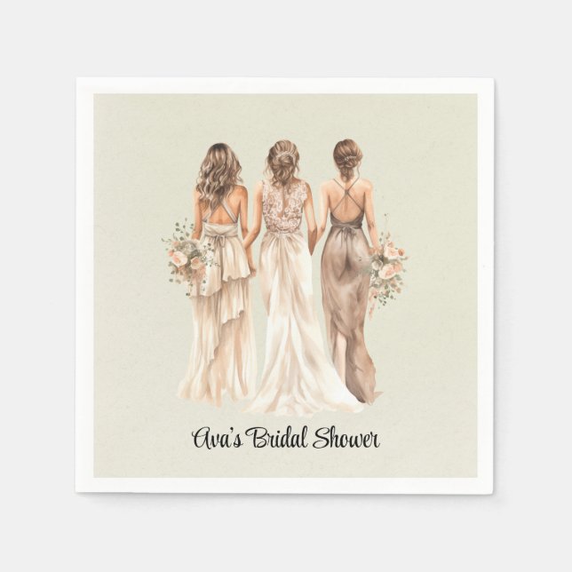 Sage Grönt Bridesmaids Möhippa Pappersservett (Framsidan)