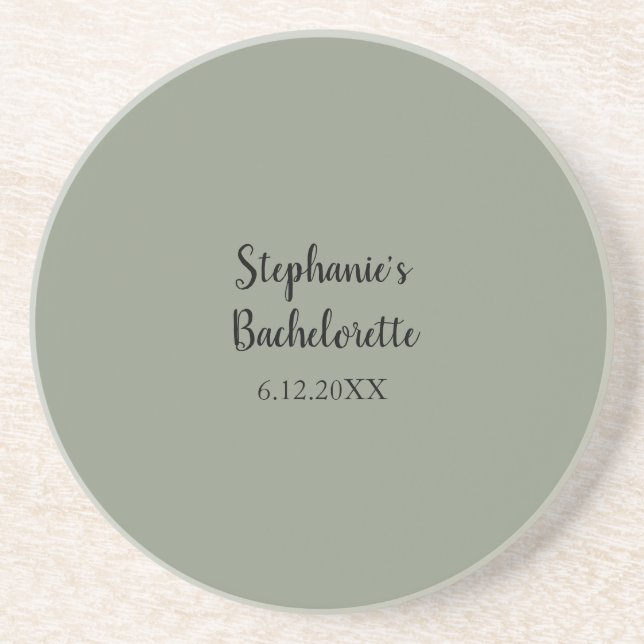 Sage Grönt Bröllop Bachelorette Namn Favor Gift Underlägg (Framsidan)