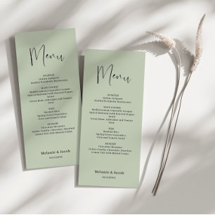 Sage Grönt Bröllop Flat Menu Meny