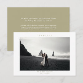 Sage Grönt Bröllop-fototackkort Tack Kort