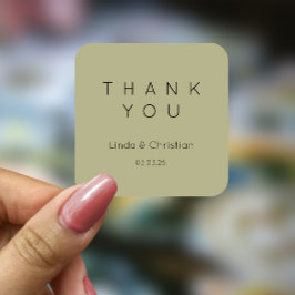 Sage Grönt Bröllop Fyrkantigt Klistermärke