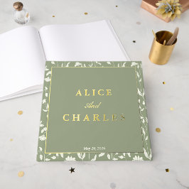 Sage grönt bröllop gäst bok