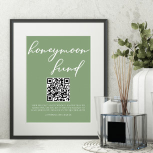 Sage Grönt Bröllop Honeymoon Fund QR-kod Poster