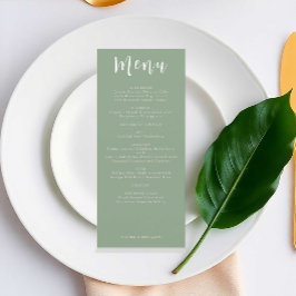 Sage Grönt Bröllop Menu Elegant Boho Simple Meny