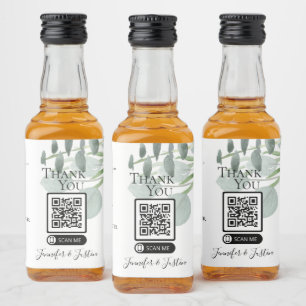 Sage Grönt Bröllop Mini Alcohol Wedding Favands Spritflaskor Etikett