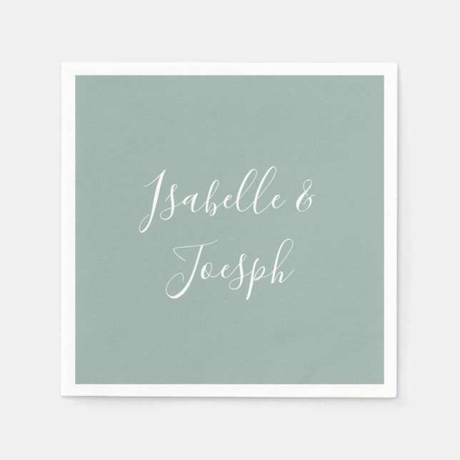 Sage Grönt | Bröllop Napkins Pappersservett (Framsidan)