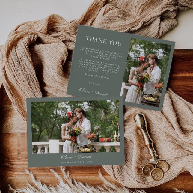 Sage Grönt Bröllop - tackkort Inbjudningar (Sage Green Wedding Thank You Card)