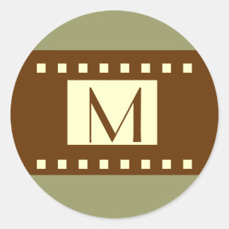 Sage Grönt Brown Cream Monogram Bröllop etikett