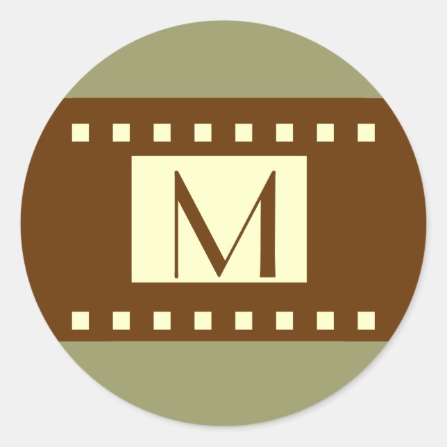 Sage Grönt Brown Cream Monogram Bröllop etikett (Framsida)