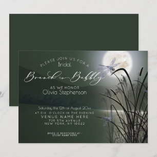 Sage Grönt Brunch Bubly Full Moon Dragonfly Inbjudningar