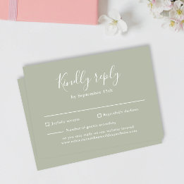 Sage Grönt Budget Modern Script Bröllop OSA Card Tilläggskort