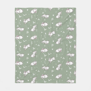 Sage Grönt Bunny Patterned Flebit Blanket Fleecefilt