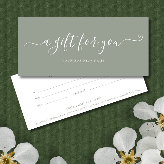 Sage Grönt Business Gift Certificate Elegant (Sage Business Gift Certificates)