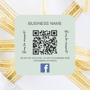 Sage grönt business namn qr-kod Facebook Fyrkantigt Klistermärke