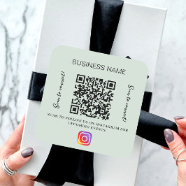 Sage grönt business namn qr-kodinstagram fyrkantigt klistermärke