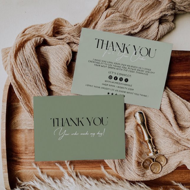 Sage Grönt Business - tackkort Tack Kort (Sage Green Business Thank You Card)