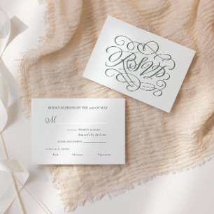 Sage Grönt Calligraphy Bröllop Måltider OSA kort