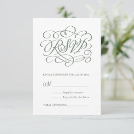 Sage Grönt Calligraphy-Bröllop OSA Tack Kort