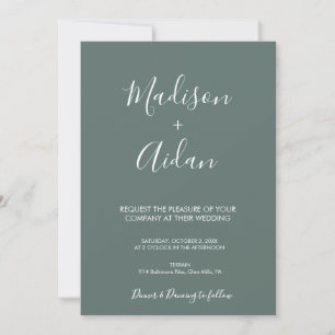 Sage Grönt Calligraphy QR Code Wedding bjudande Inbjudningar