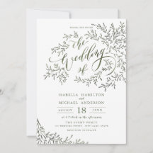 Sage grönt calligraphy rustic blommigt bröllop