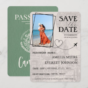 Sage Grönt Cancun Passport Spara datum Datumet