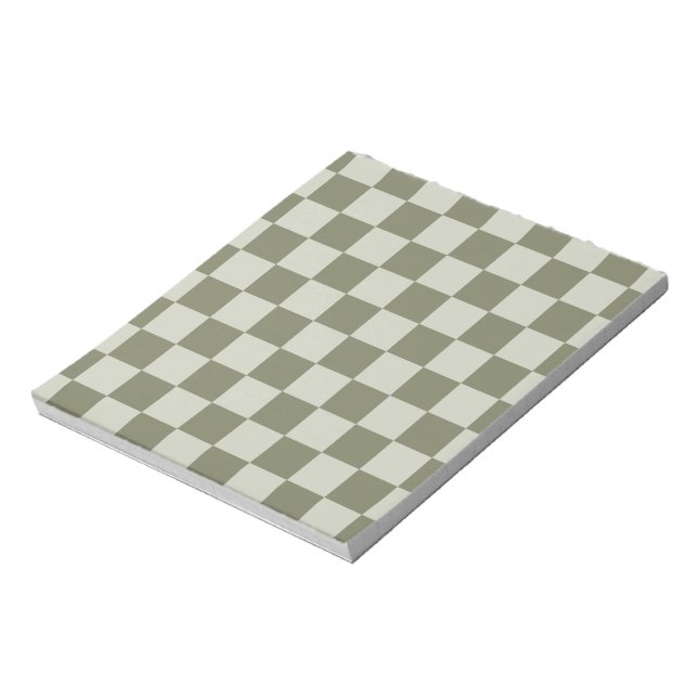 Sage Grönt Checkerboard Anteckningsblock (Roterad)