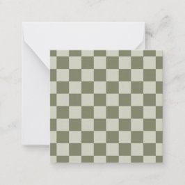 Sage Grönt Checkerboard Anteckningskort
