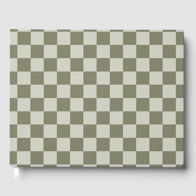 Sage Grönt Checkerboard Gästböcker (Framsida)