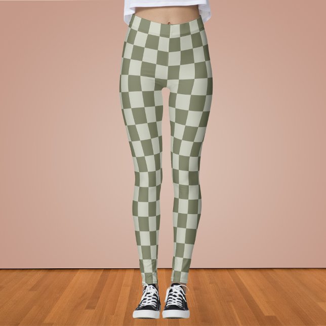 Sage Grönt Checkerboard Leggings (Skapare uppladdad)